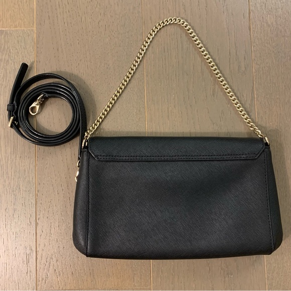 Kate Spade Black Leather Purse with Gold Chain & Black Leather Crossbody Strap - Picture 5 of 16